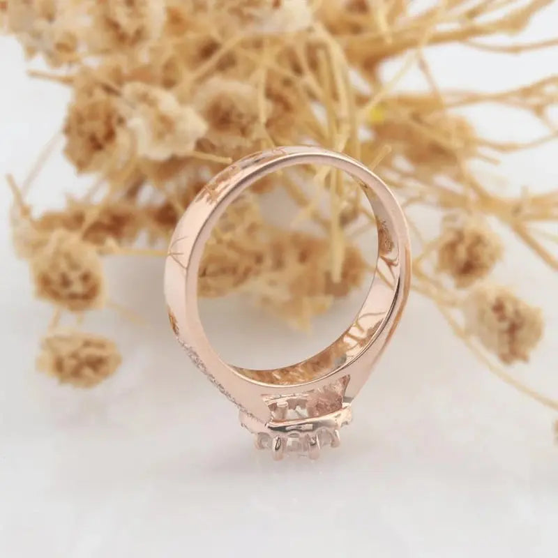 14K ROSE GOLD HALO MOSSANITE ENGAGEMENT RING .5CT Moissanite Engagement Rings & Jewelry | Luxus Moissanite | Rose Gold Halo Engagement Rings