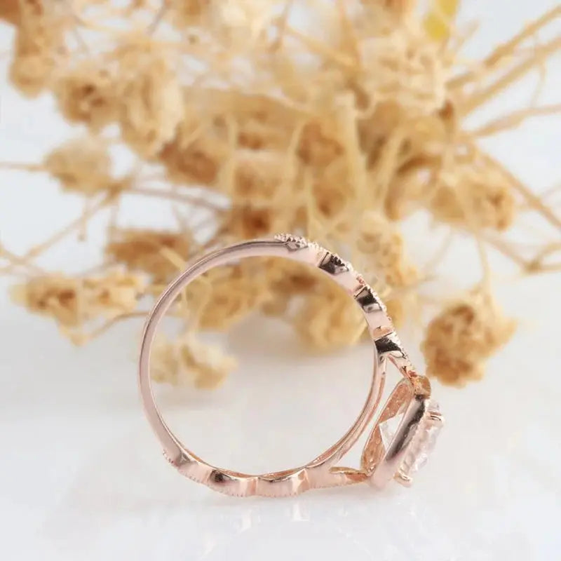 14K ROSE GOLD MOISSANITE HALO ENGAGEMENT RING 1.2CT Moissanite Engagement Rings & Jewelry | Luxus Moissanite