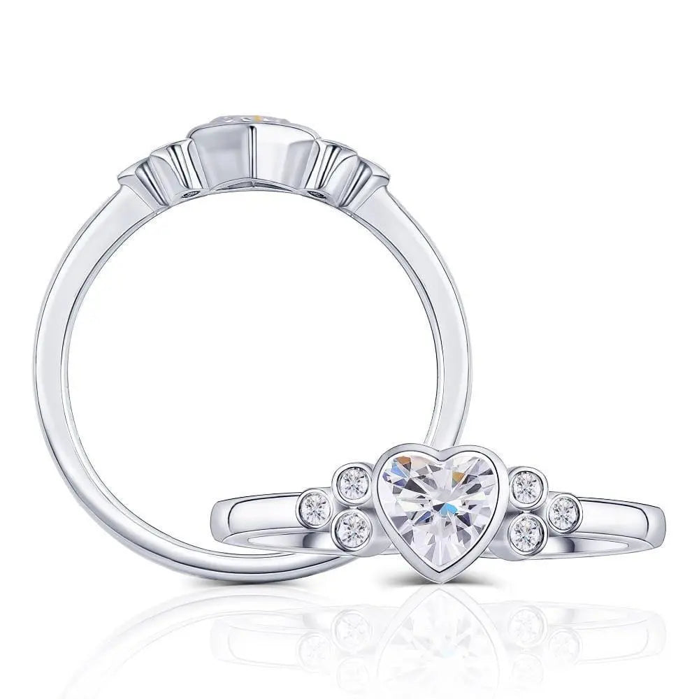 14k White / Yellow / Rose Gold Heart Moissanite Ring 0.5ct Center Stone Moissanite Engagement Rings & Jewelry | Luxus Moissanite | Best 14k White / Yellow / Rose Gold Rings Women