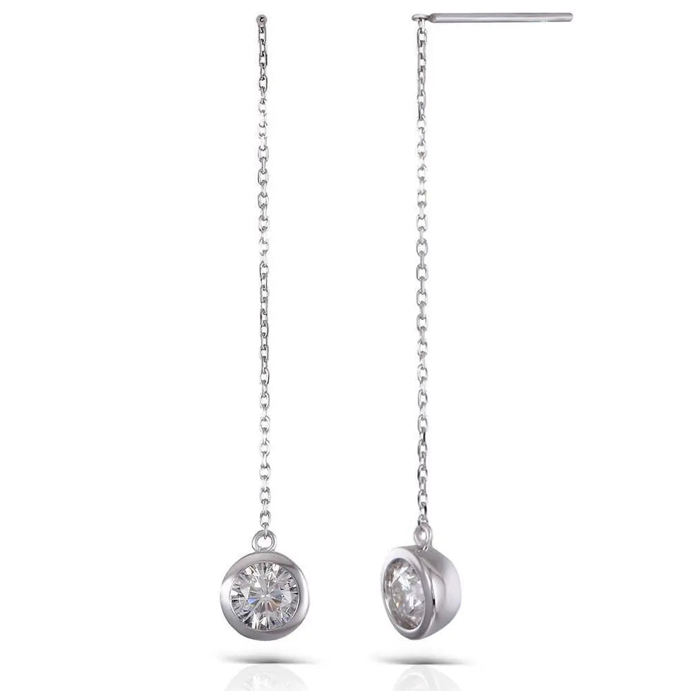 14k White Gold Drop / Dangle Moissanite Earrings 2ctw Moissanite Engagement Rings & Jewelry | Luxus Moissanite - Best Dangle Earrings