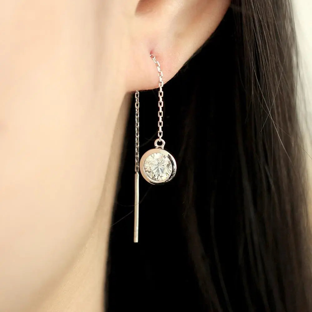 14k White Gold Drop / Dangle Moissanite Earrings 2ctw Moissanite Engagement Rings & Jewelry | Luxus Moissanite - Best Dangle Earrings