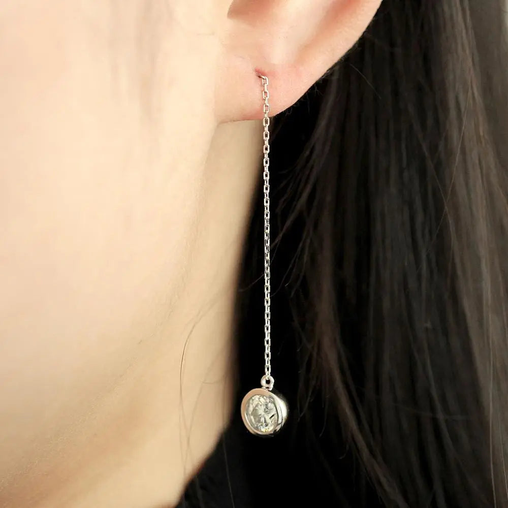 14k White Gold Drop / Dangle Moissanite Earrings 2ctw Moissanite Engagement Rings & Jewelry | Luxus Moissanite - Best Dangle Earrings