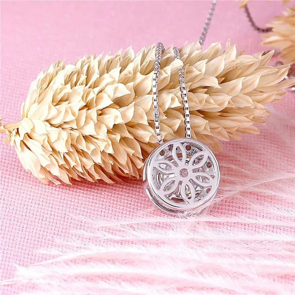 14k White Gold Halo Moissanite Necklace 1.3ct Total Moissanite Engagement Rings & Jewelry | Luxus Moissanite | Cute Necklace Gold