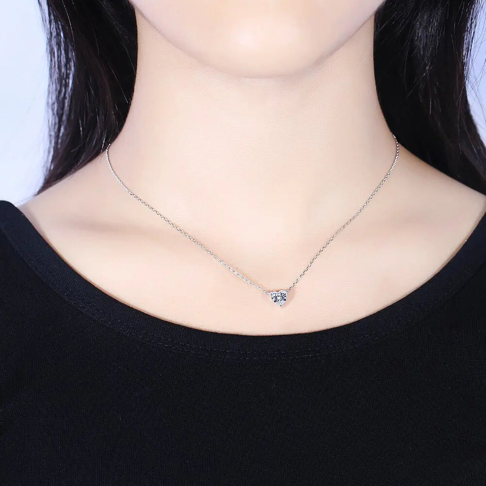 14k White Gold Heart Shaped Moissanite Necklace 1ct Moissanite Engagement Rings & Jewelry | Heart Shaped Necklace
| Luxus Moissanite
