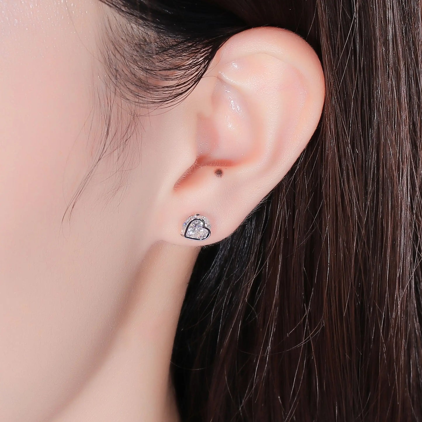 14k White Gold Heart Shaped Stud Moissanite Earrings 2ctw Moissanite Engagement Rings & Jewelry | Best Affordable Earrings | Luxus Moissanite