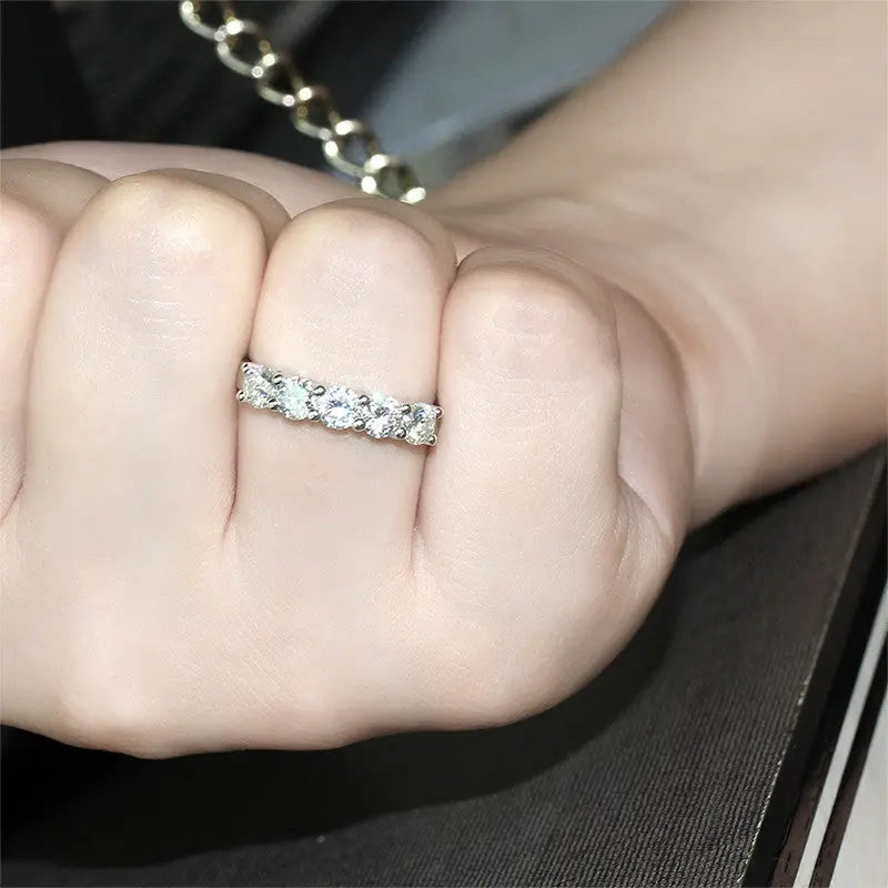 14k White Gold Moissanite 5 Stone Anniversary Ring 1.25ct Total Moissanite Engagement Rings & Jewelry | Luxus Moissanite