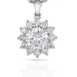 14k White Gold Moissanite Necklace / Pendant 1ct Center Stone Moissanite Engagement Rings & Jewelry | Pendant Necklace Stone |Luxus Moissanite