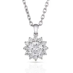 14k White Gold Moissanite Necklace / Pendant 1ct Center Stone Moissanite Engagement Rings & Jewelry | Pendant Necklace Stone |Luxus Moissanite