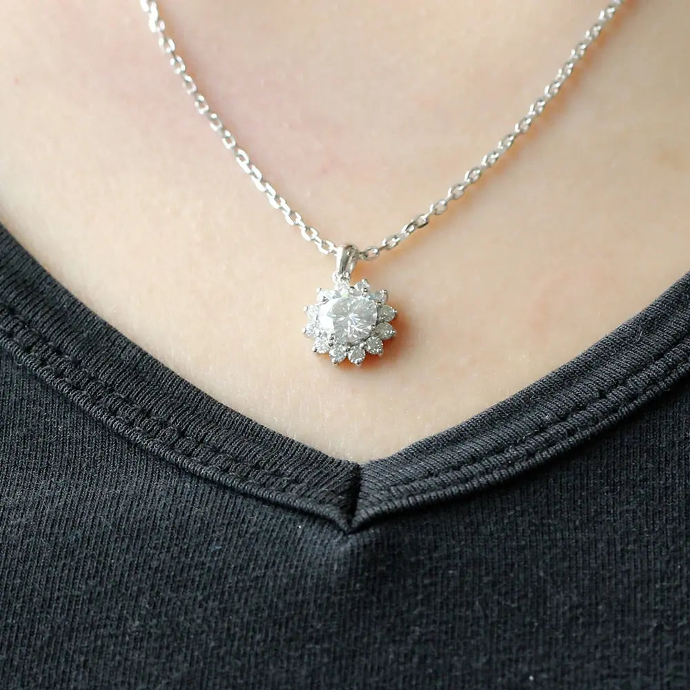 14k White Gold Moissanite Necklace / Pendant 1ct Center Stone Moissanite Engagement Rings & Jewelry | Pendant Necklace Stone | Luxus Moissanite