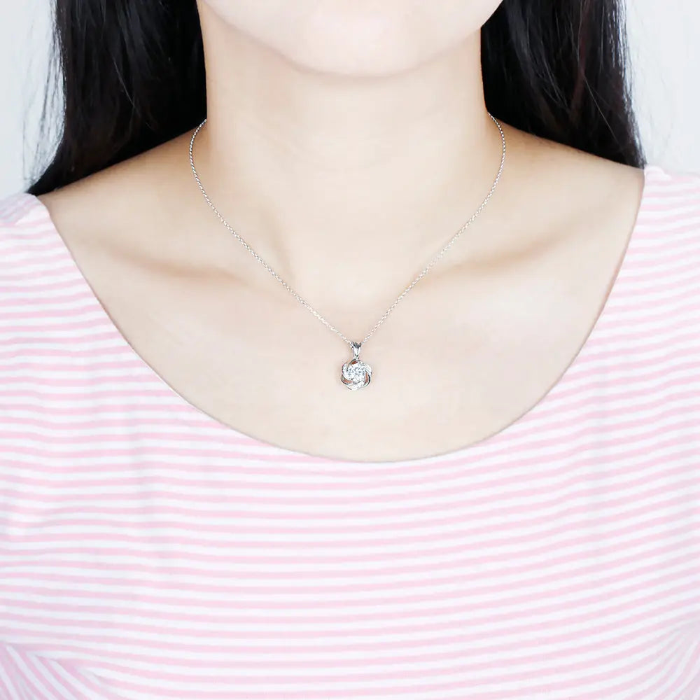 14k White Gold Moissanite Necklace 1ct Center Stone Moissanite Engagement Rings & Jewelry | Necklace for Her | Luxus Moissanite