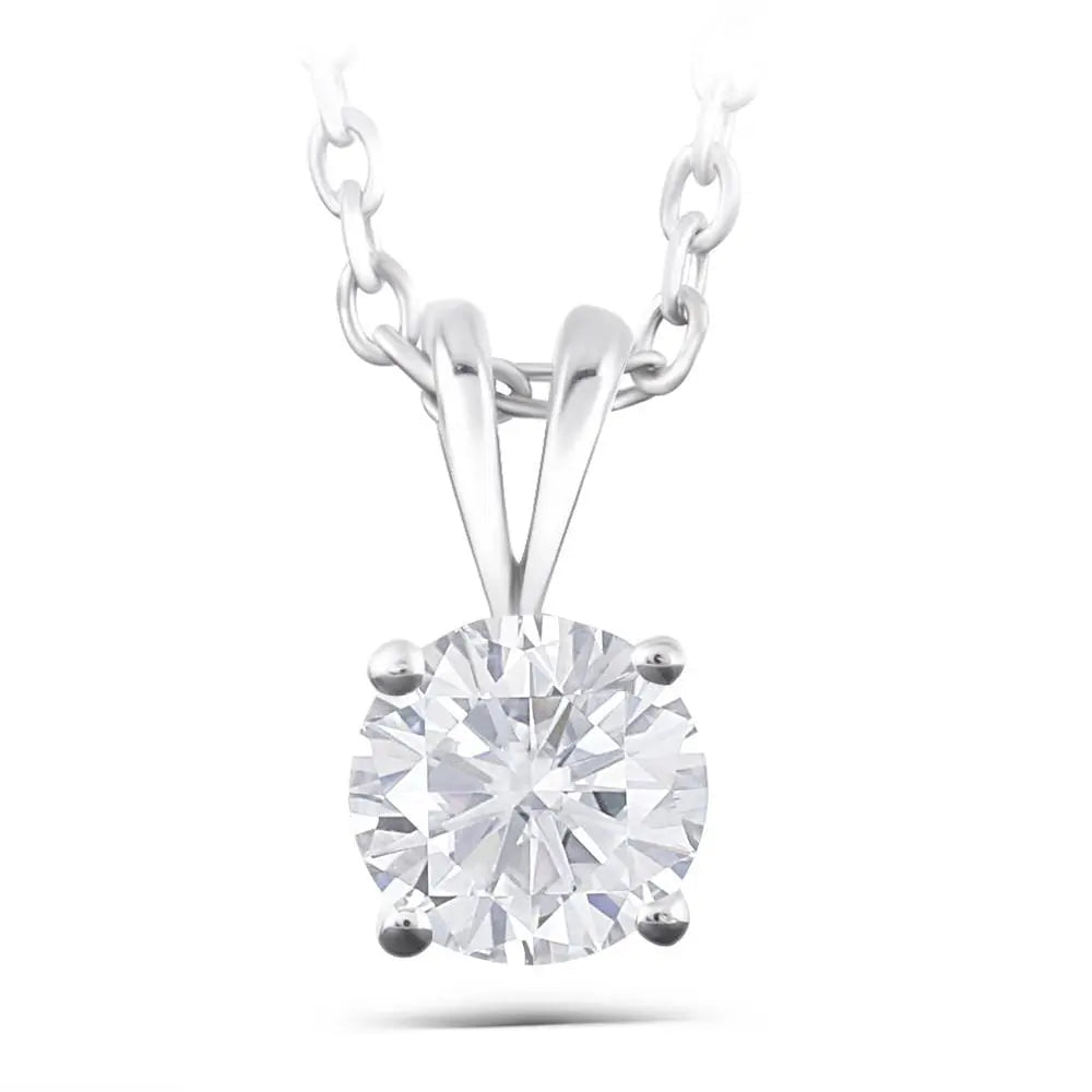 14k White Gold Moissanite Necklace 1ct Moissanite Engagement Rings & Jewelry | Luxus Moissanite / Necklaces Necklace
