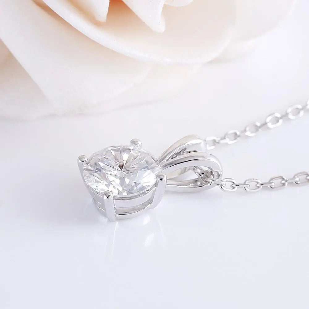 14k White Gold Moissanite Necklace 1ct Moissanite Engagement Rings & Jewelry | Luxus Moissanite | Necklaces Necklace