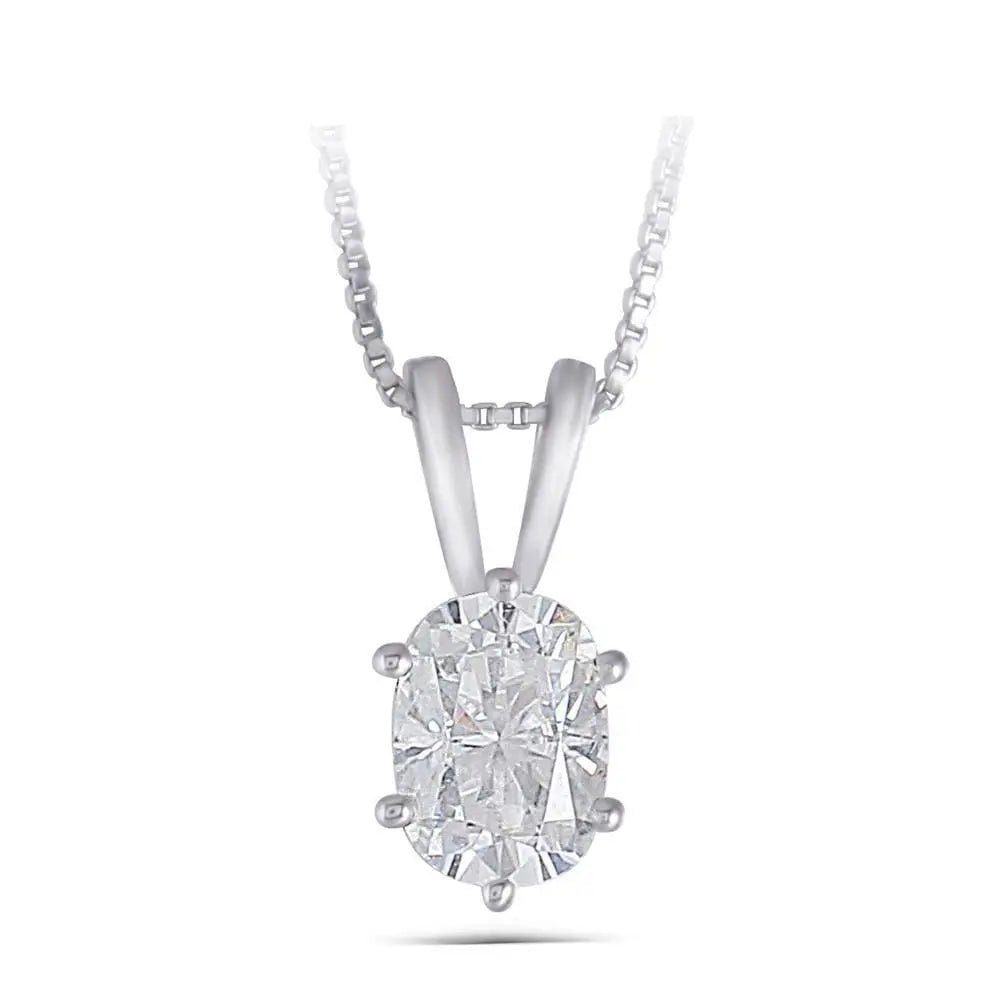 14k White Gold Moissanite Necklaces Oval Cut 1ct Moissanite Engagement Rings & Jewelry | Luxus Moissanite