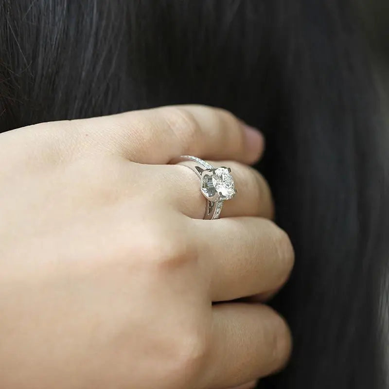14k White Gold Moissanite Ring 1ct Center Stone Moissanite Engagement Rings & Jewelry | Luxus Moissanite - Affordable Real Jewelry