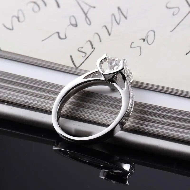 14k White Gold Moissanite Ring 1ct Center Stone Moissanite Engagement Rings & Jewelry | Luxus Moissanite - Affordable Real Jewelry