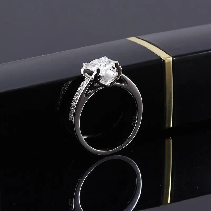 14k White Gold Moissanite Ring 1ct Center Stone Moissanite Engagement Rings & Jewelry | Luxus Moissanite - Affordable Real Jewelry