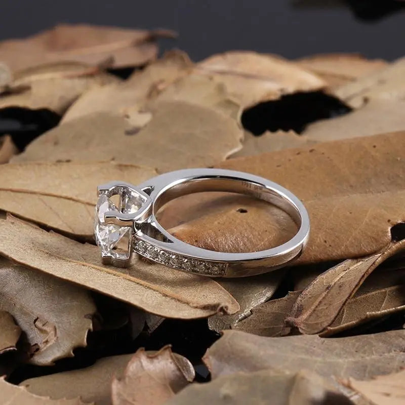 14k White Gold Moissanite Ring 1ct Center Stone Moissanite Engagement Rings & Jewelry | Luxus Moissanite - Affordable Real Jewelry