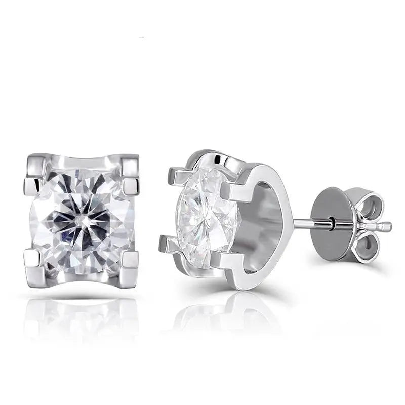 14k White Gold Moissanite Stud Earrings 2ctw Moissanite Engagement Rings & Jewelry | 14k Stud | Luxus Moissanite