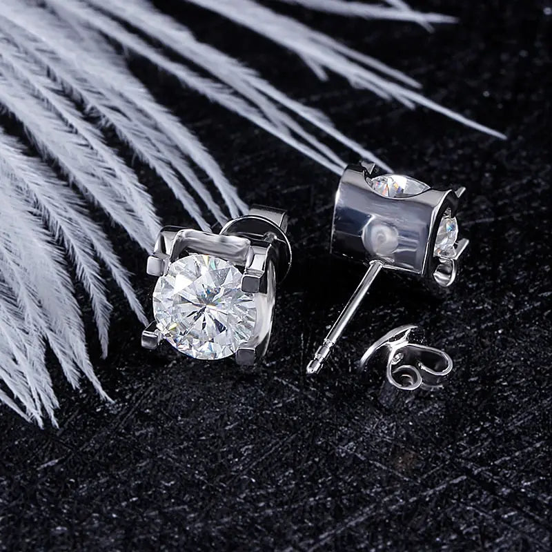 14k White Gold Moissanite Stud Earrings 2ctw Moissanite Engagement Rings & Jewelry | 14k Stud | Luxus Moissanite