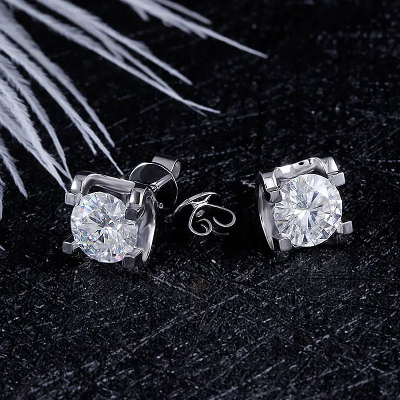 14k White Gold Moissanite Stud Earrings 2ctw Moissanite Engagement Rings & Jewelry | 14k Stud |Luxus Moissanite
