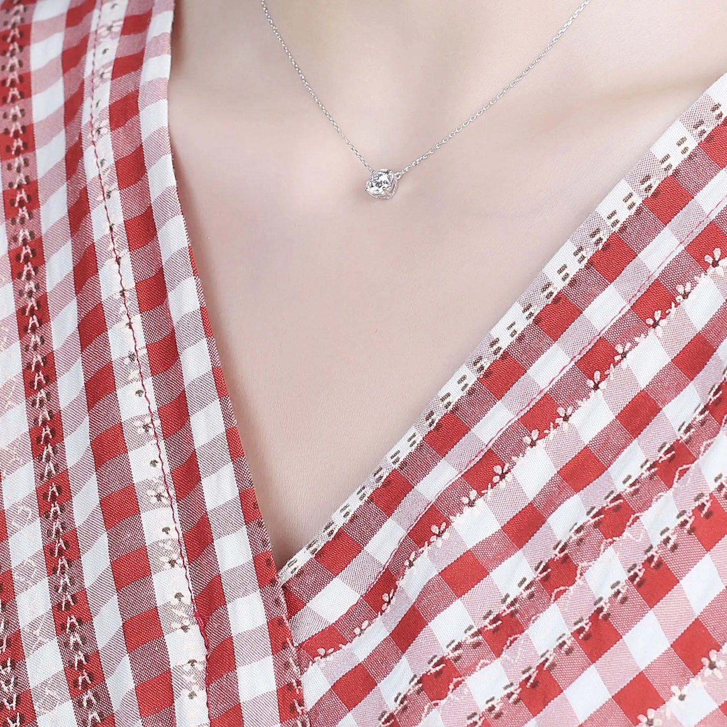 14k White Gold Octagon Cut Moissanite Necklace 1ct Moissanite Engagement Rings & Jewelry | Luxus Moissanite