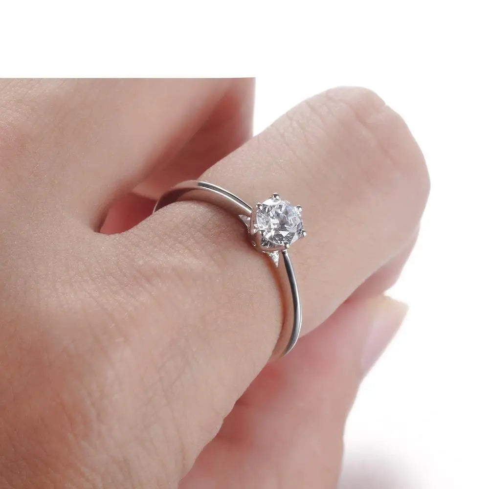 14k White Gold Solitaire Moissanite Ring 0.5ct Moissanite Engagement Rings & Jewelry | moissanite jewellery | Luxus Moissanite