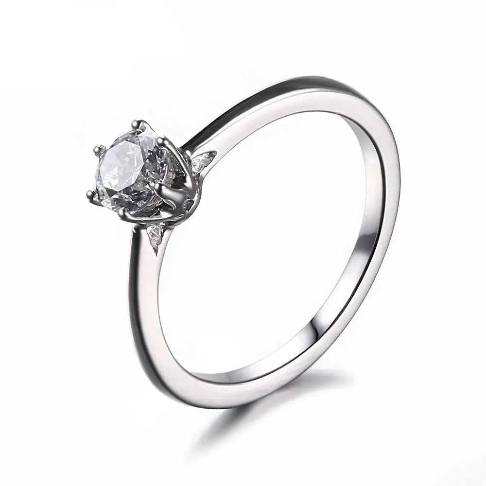 14k White Gold Solitaire Moissanite Ring 0.5ct Moissanite Engagement Rings & Jewelry | moissanite jewellery | Luxus Moissanite