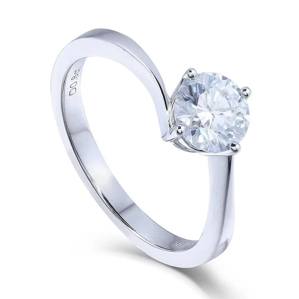 14k White Gold Solitaire Moissanite Ring 1ct Moissanite Engagement Rings & Jewelry | wedding ring set woman | Luxus Moissanite