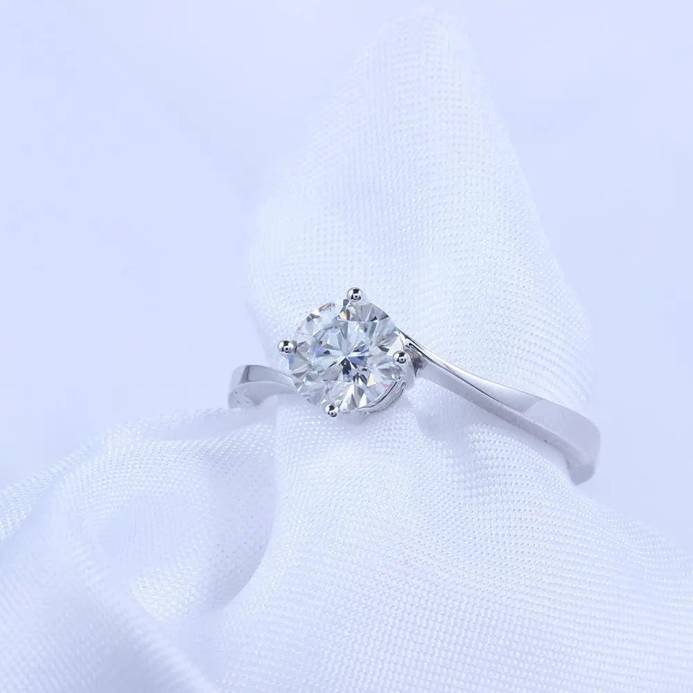 14k White Gold Solitaire Moissanite Ring 1ct Moissanite Engagement Rings & Jewelry | wedding ring set woman| Luxus Moissanite