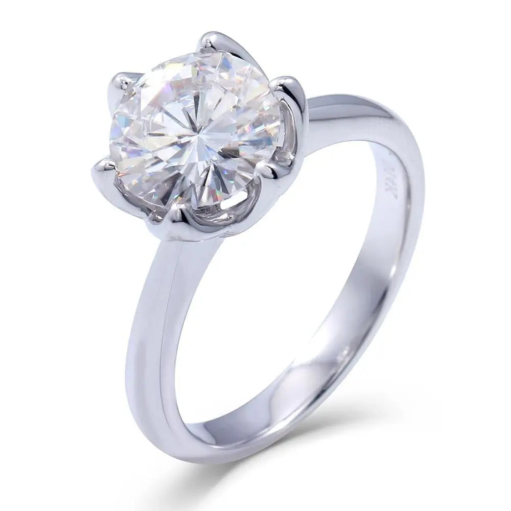 14k White Gold Solitaire Moissanite Ring 2ct Moissanite Engagement Rings & Jewelry | Luxus Moissanite / 2 Carat