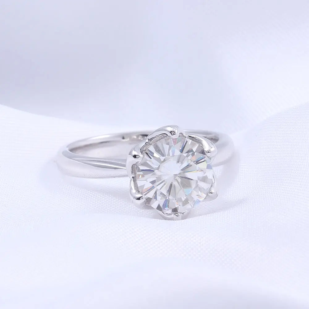 14k White Gold Solitaire Moissanite Ring 2ct Moissanite Engagement Rings & Jewelry | Luxus Moissanite / 2 Carat