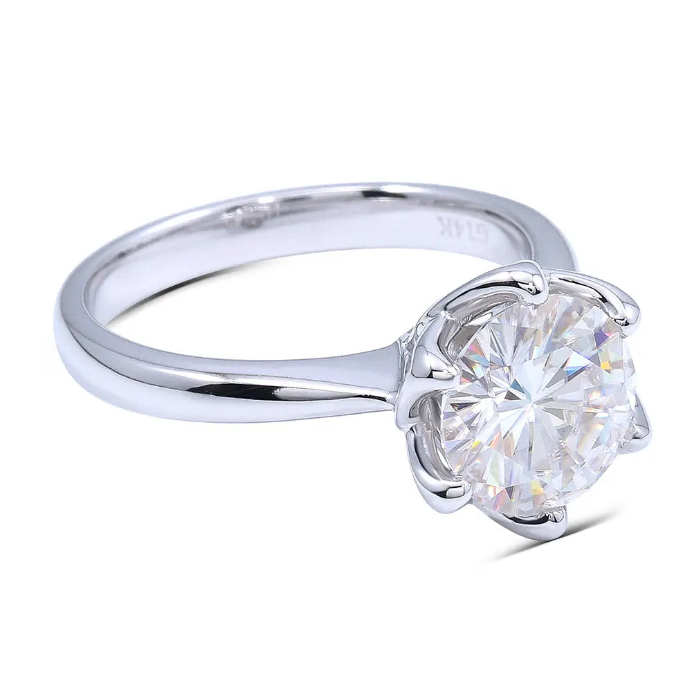 14k White Gold Solitaire Moissanite Ring 2ct Moissanite Engagement Rings & Jewelry | Luxus Moissanite / 2 Carat