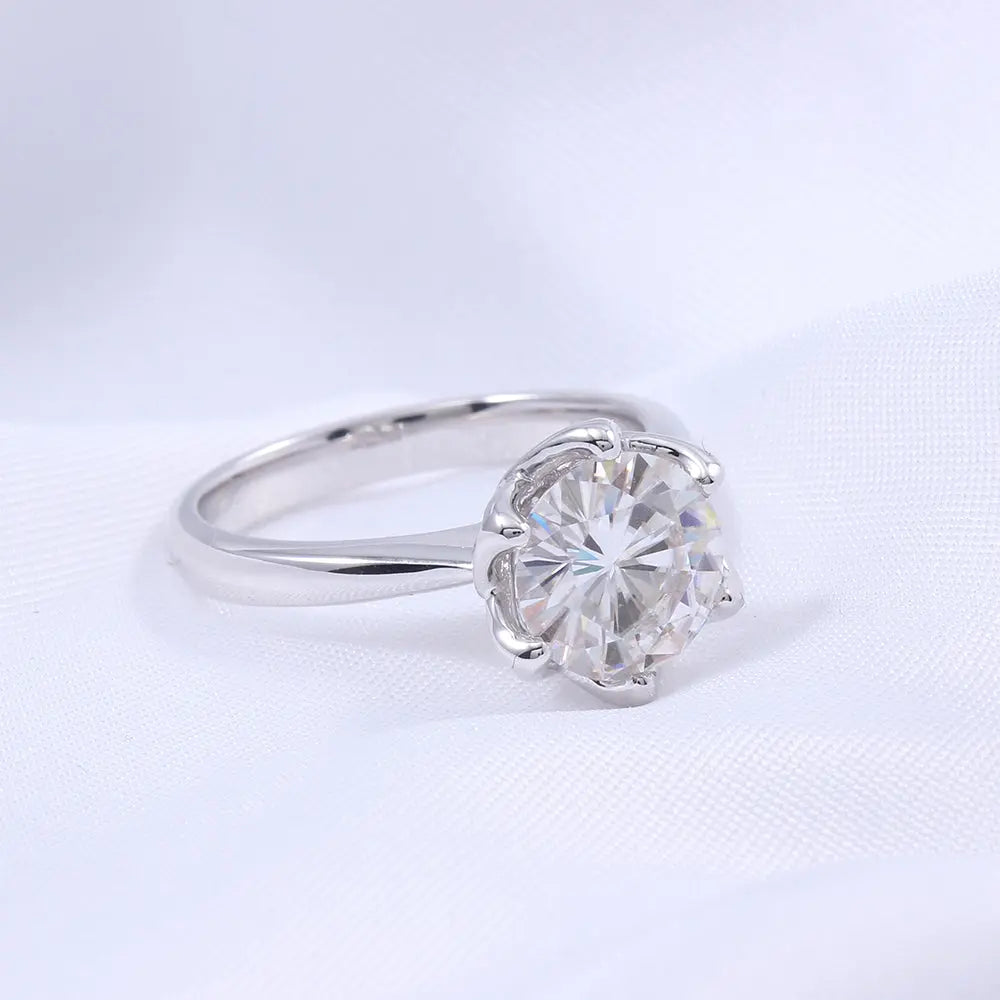 14k White Gold Solitaire Moissanite Ring 2ct Moissanite Engagement Rings & Jewelry | Luxus Moissanite / 2 Carat