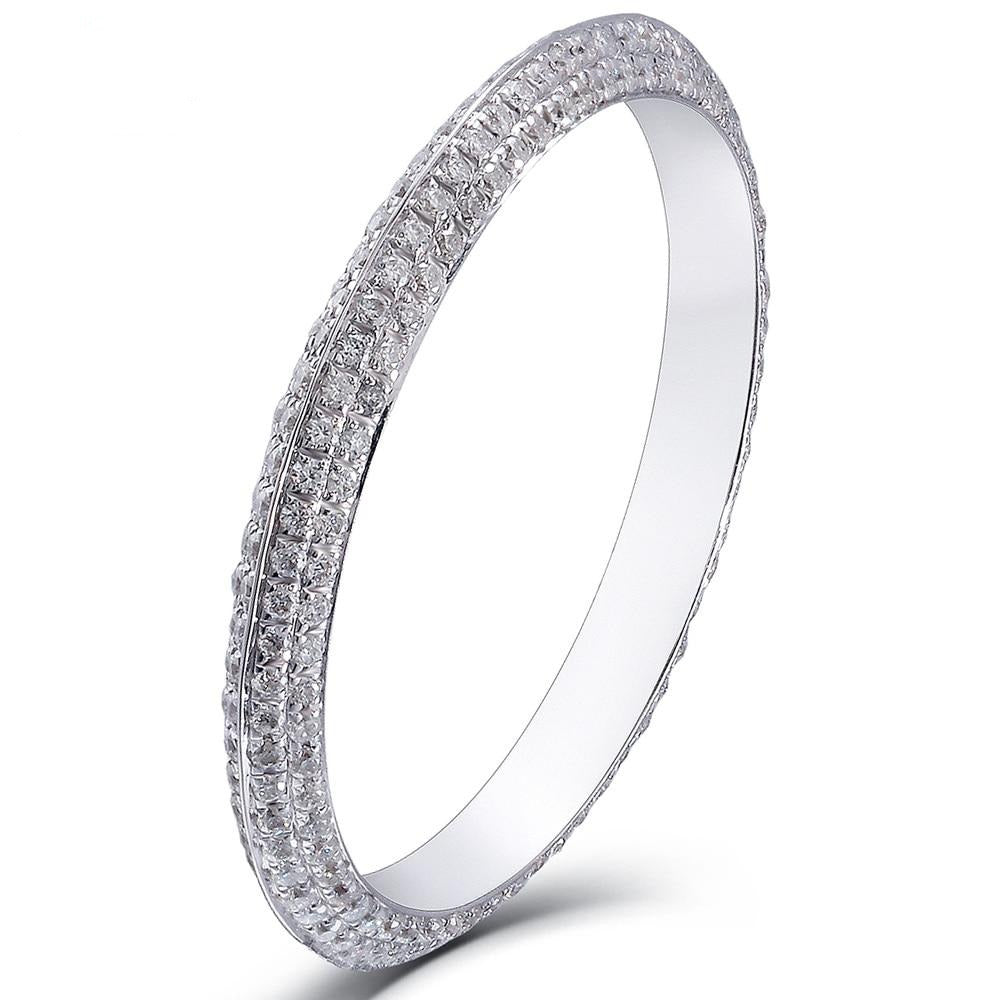 14k White Gold Stackable Moissanite Eternity Ring Total