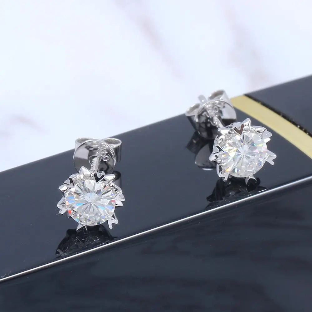 14k White Gold Stud Moissanite Earrings 1.2ctw Moissanite Engagement Rings & Jewelry | Luxus Moissanite | Beautiful Unique Jewelry