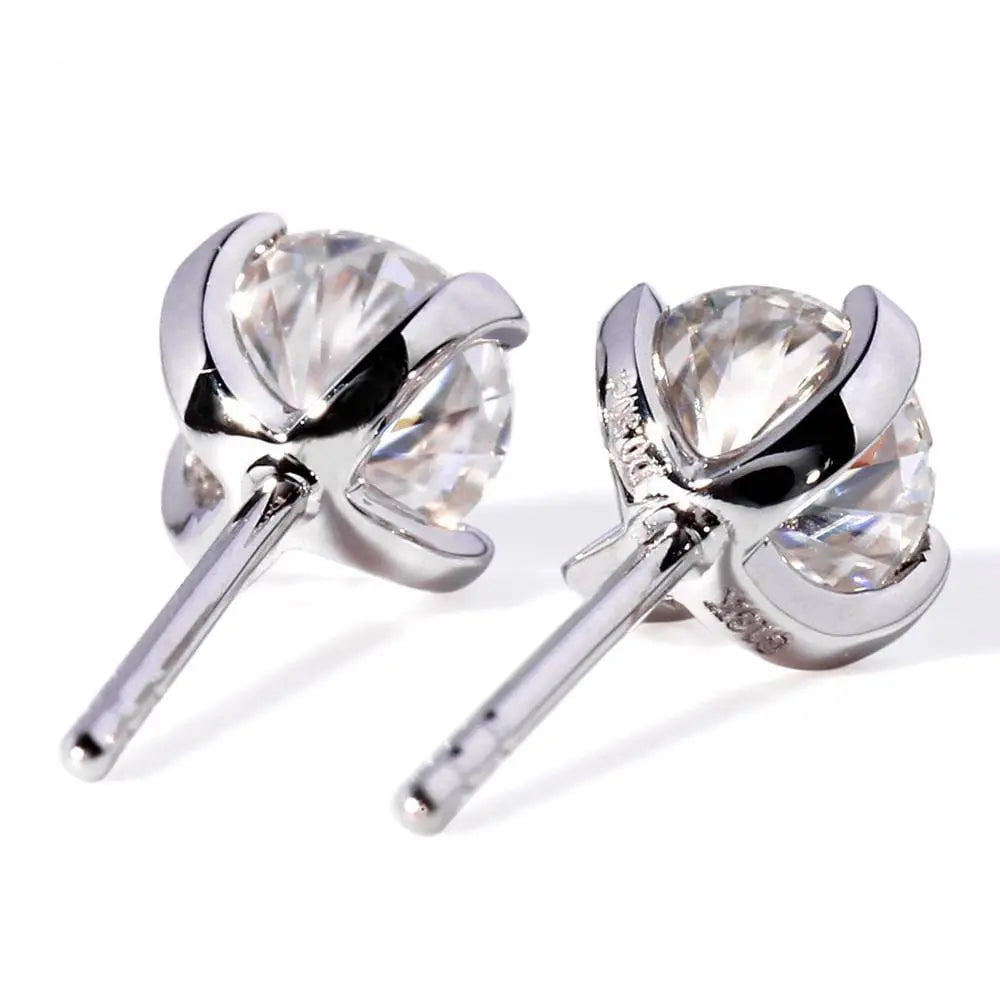 14k White Gold Stud Moissanite Earrings 1ctw Moissanite Engagement Rings & Jewelry | Luxus Moissanite | Modern Earrings