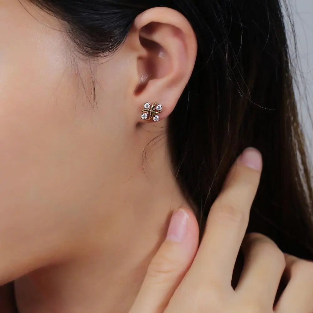 14k White & Yellow Gold Moissanite Stud Earrings 0.56ctw Moissanite Engagement Rings & Jewelry | Luxus Moissanite | Elegant Wedding Earrings