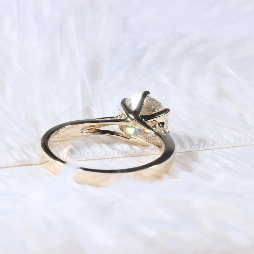 14k Yellow Gold Solitaire Moissanite Ring 2ct Moissanite Engagement Rings & Jewelry | Luxus Moissanite | Best Engagement Ring Shape