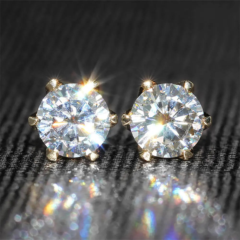 14k Yellow Gold Stud Moissanite Earrings 1ctw Moissanite Engagement Rings & Jewelry | Luxus Moissanite | Stud Earrings Round