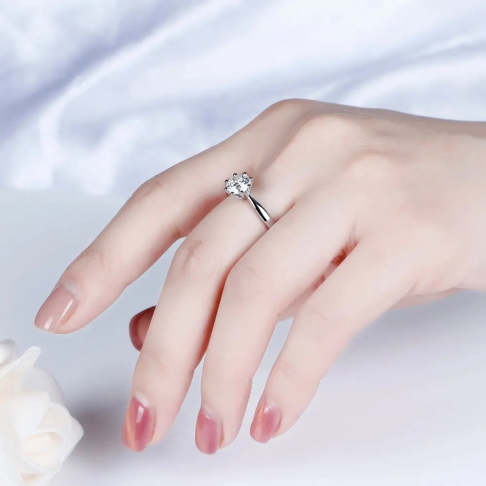 14k or 18k White Gold Solitaire Moissanite Ring Octogon Cut 1ct Moissanite Engagement Rings & Jewelry | Luxus Moissanite 14k White Gold Band Ring Womens