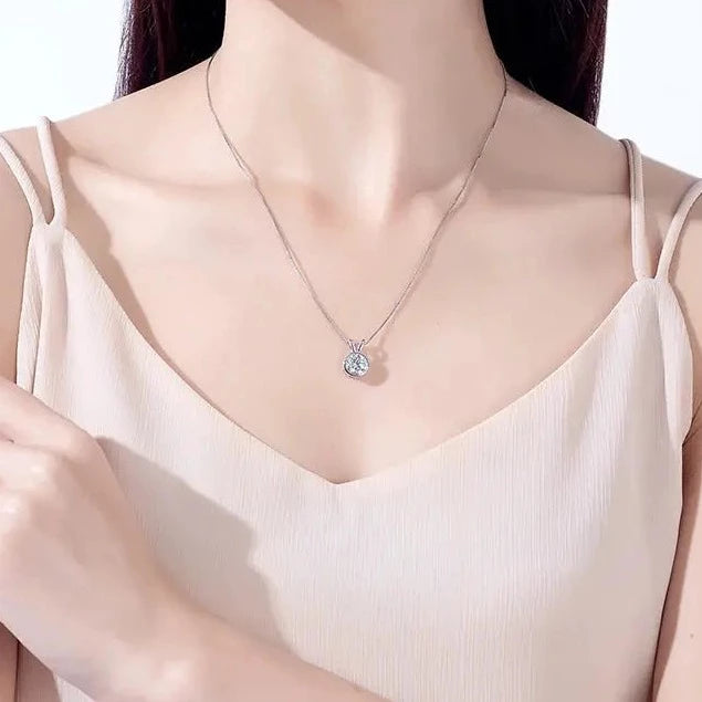 18k GOLD PLATED SILVER BEZEL MOISSANITE PENDANT NECKLACE 1CT OR 2CT SPLIT BAIL LOOP Moissanite Engagement Rings & Jewelry | Luxus Moissanite