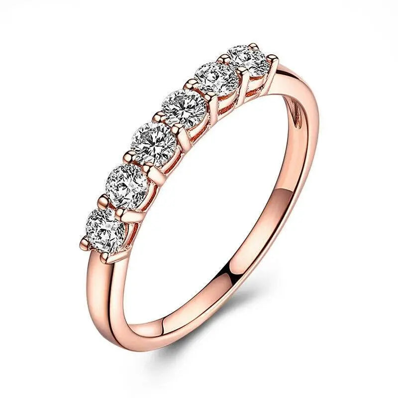 18k Rose Gold 6 Stone Moissanite Anniversary Ring 0.4ct Total Moissanite Engagement Rings & Jewelry | Luxus Moissanite | Best Wedding Ring Brands