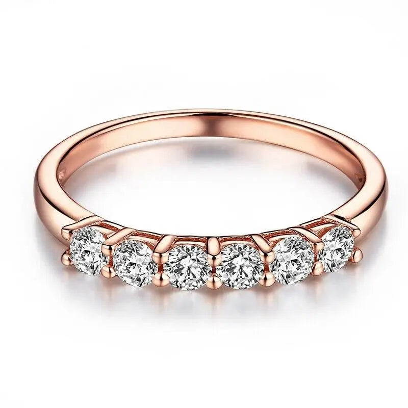18k Rose Gold 6 Stone Moissanite Anniversary Ring 0.4ct Total Moissanite Engagement Rings & Jewelry | Luxus Moissanite | Best Wedding Ring Brands