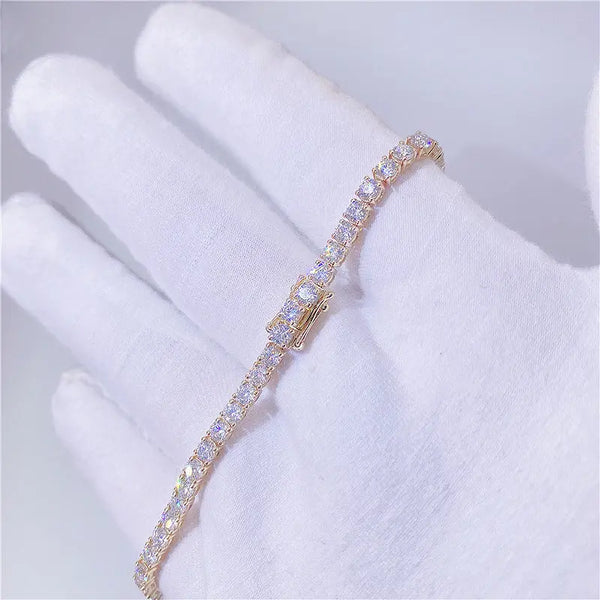 18k White Or Yellow Gold Plated Moissanite Tennis Bracelet 2 5ctw 10