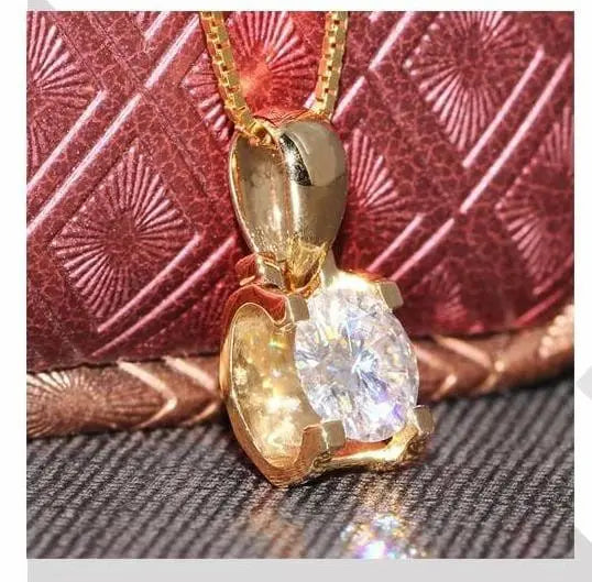 18k Yellow Gold Moissanite Necklace 1ct Moissanite Engagement Rings & Jewelry | Luxus Moissanite | 18k Yellow Gold Necklace