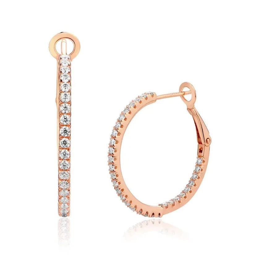 GOLD PLATED SILVER 1.5MM MOISSANITE HOOP EARRINGS 15MM & 25MM DIAMETERS Moissanite Engagement Rings & Jewelry | Luxus Moissanite | best hoop earrings