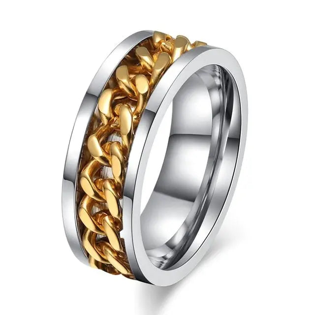 Men's Ring / Wedding Band - Middle Section Can Spin Moissanite Engagement Rings & Jewelry | Luxus Moissanite