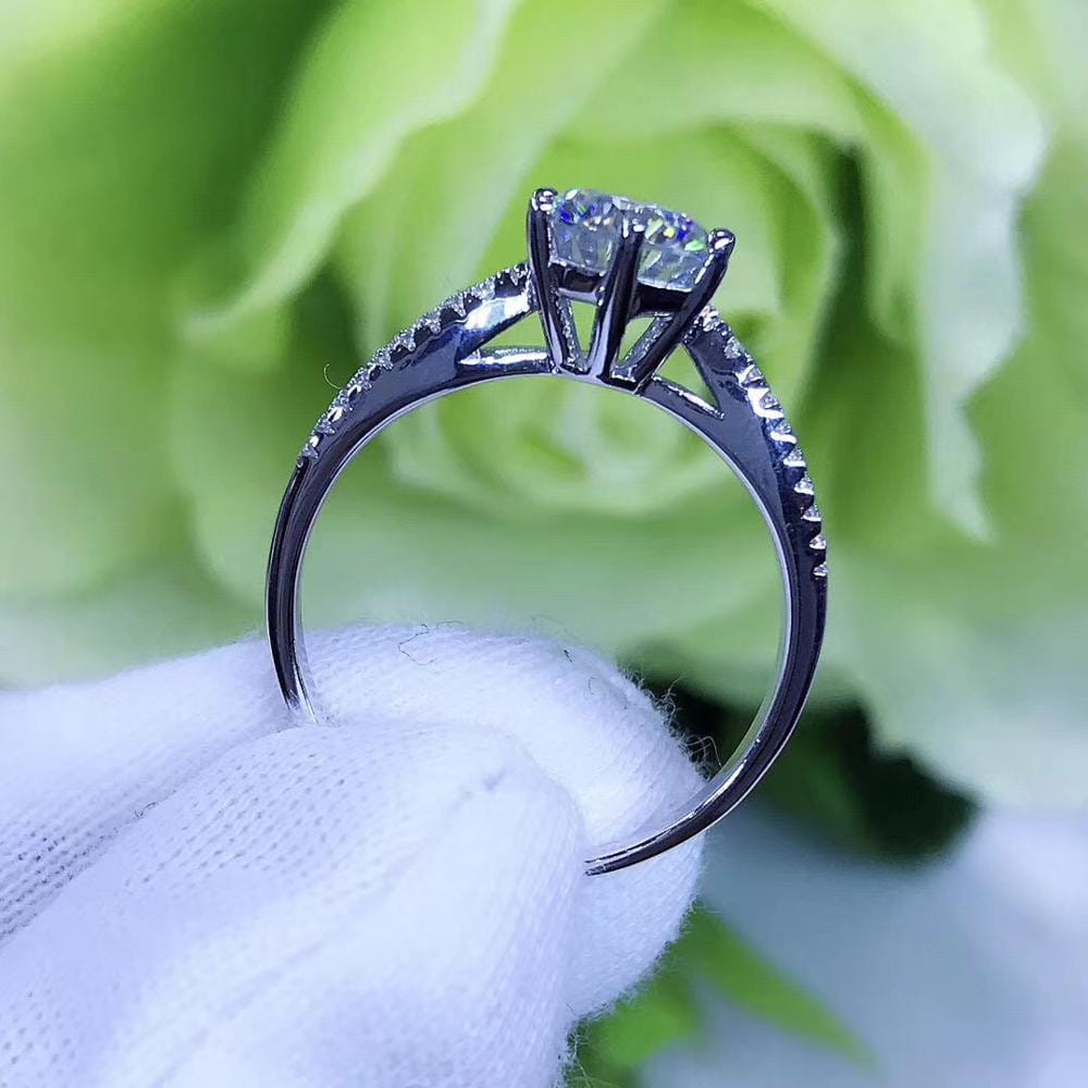 Platinum Plated Silver Dual Band Moissanite Ring 1ct Moissanite Engagement Rings & Jewelry, Dual Band Engagement Ring | Luxus Moissanite