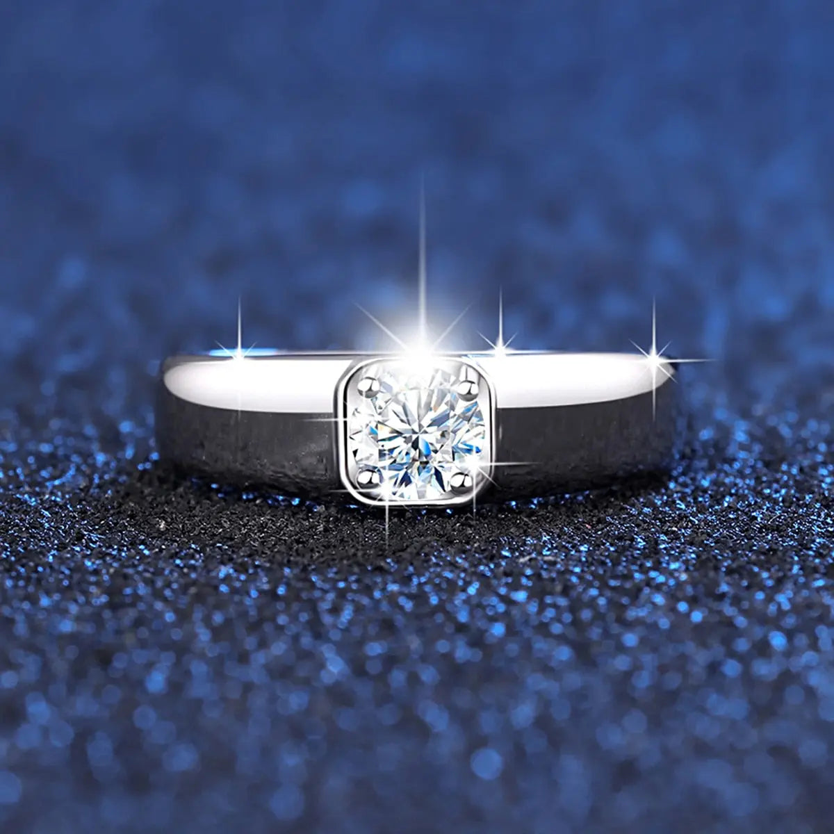 Silver Men's Moissanite Engagement Ring 0.5ct Center Stone Moissanite Engagement Rings & Jewelry | Luxus Moissanite | Best Silver Mens Jewelry