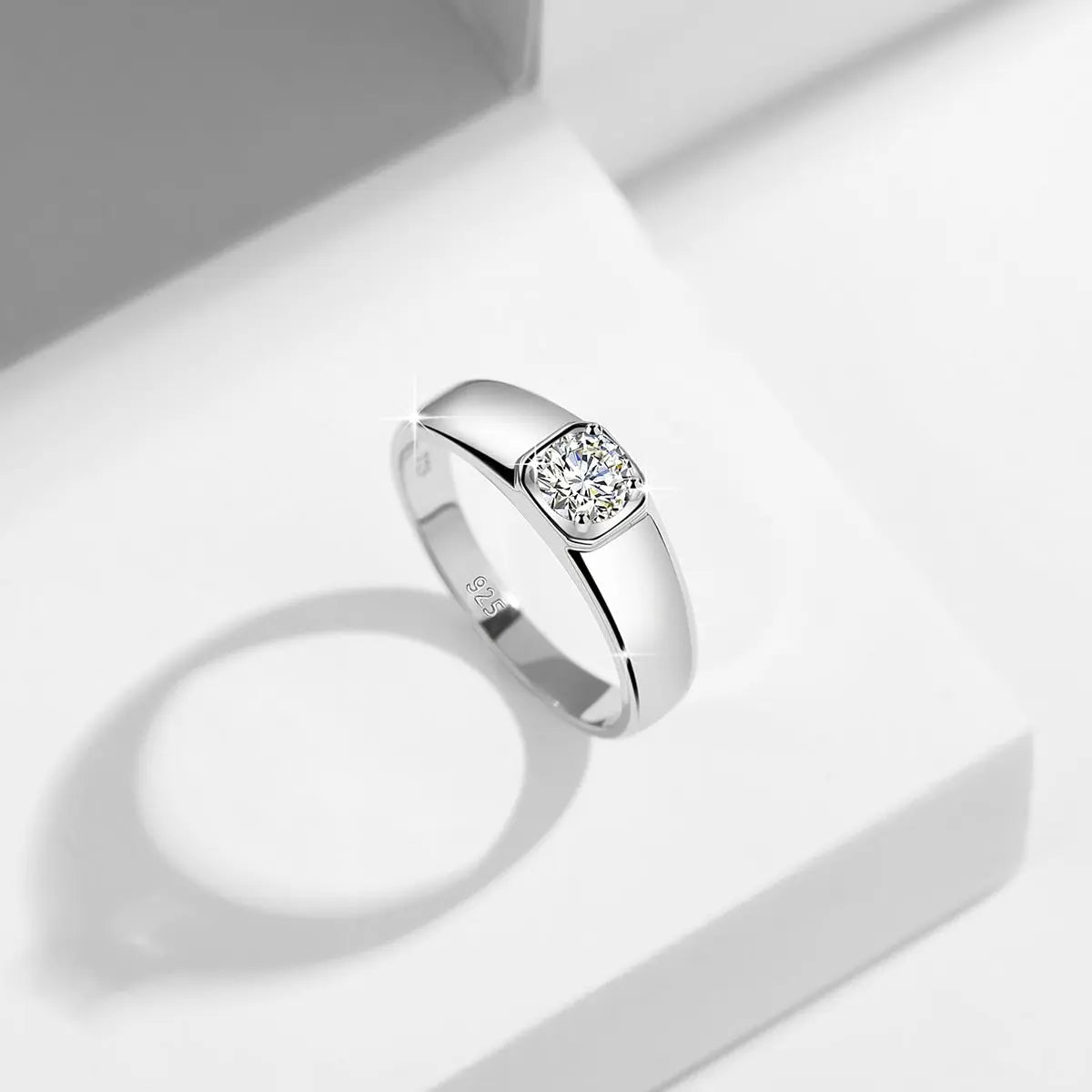 Silver Men's Moissanite Engagement Ring 0.5ct Center Stone Moissanite Engagement Rings & Jewelry | Luxus Moissanite | Best Silver Mens Jewelry